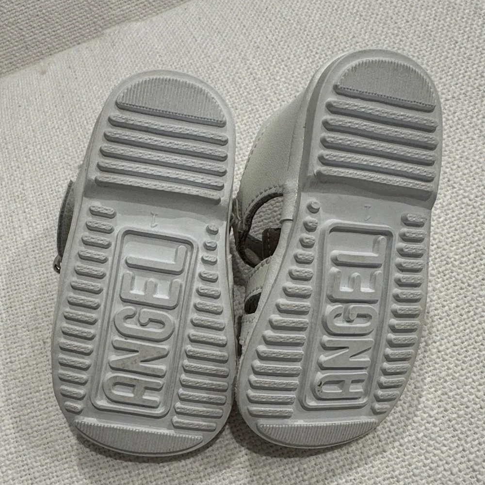 L’Amour Baby White Leather Fisherman Sandals Mary Jane Shoes